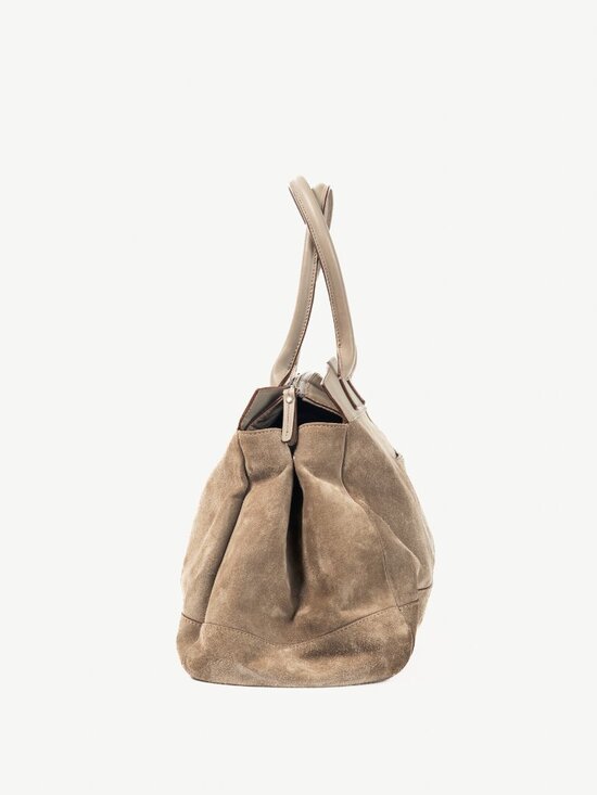 Brunello Cucinelli Taupe Suede Leather-Trim Handbag - Picture 3 of 11